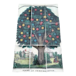1980s John Derian "Tree of Temperance" Decoupage 9 Piece Glass Tray Set