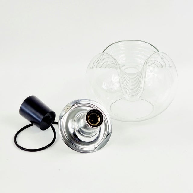 Metal Mid-Century Modern Space Age Glass Wave Pendant Light by Koch & Lowy for Peill & Putzler, Germany, 1970s For Sale - Image 7 of 9