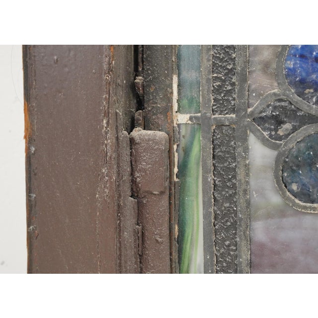 1900s Rectangular Leaded Stained Glass Church Window For Sale - Image 10 of 12