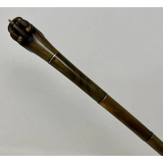 Bone Antique Asian Chinese Horn Dragons Head Victorian Vintage Walking Stick Cane For Sale - Image 7 of 12