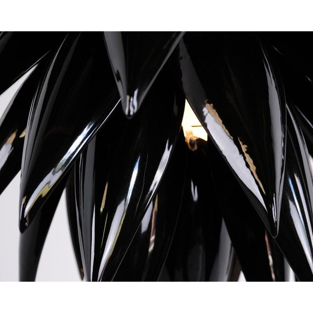 Aloe Blossom Large Anniversary Pendant Light with Black Porcelain Leaves by Jeremy Cole, 2004 For Sale - Image 6 of 15