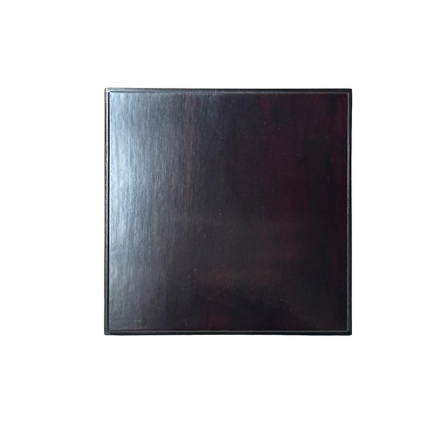 1990s 6" Dark Brown Square Straight Scroll Legs Wood Display Stand Riser Easel For Sale - Image 5 of 6