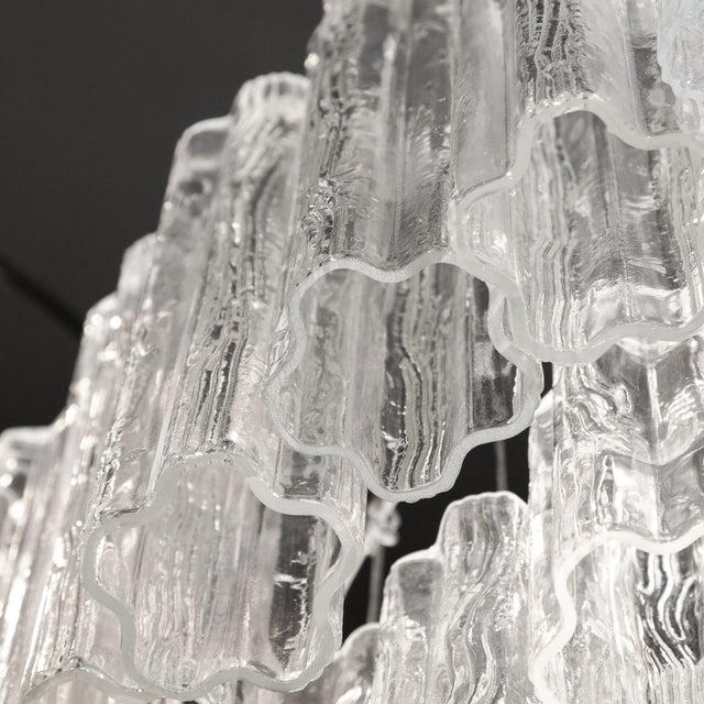 1970s Mid-Century Modernist Seven Tier Tronchi Chandelier in Transparent Murano Glass For Sale - Image 11 of 13