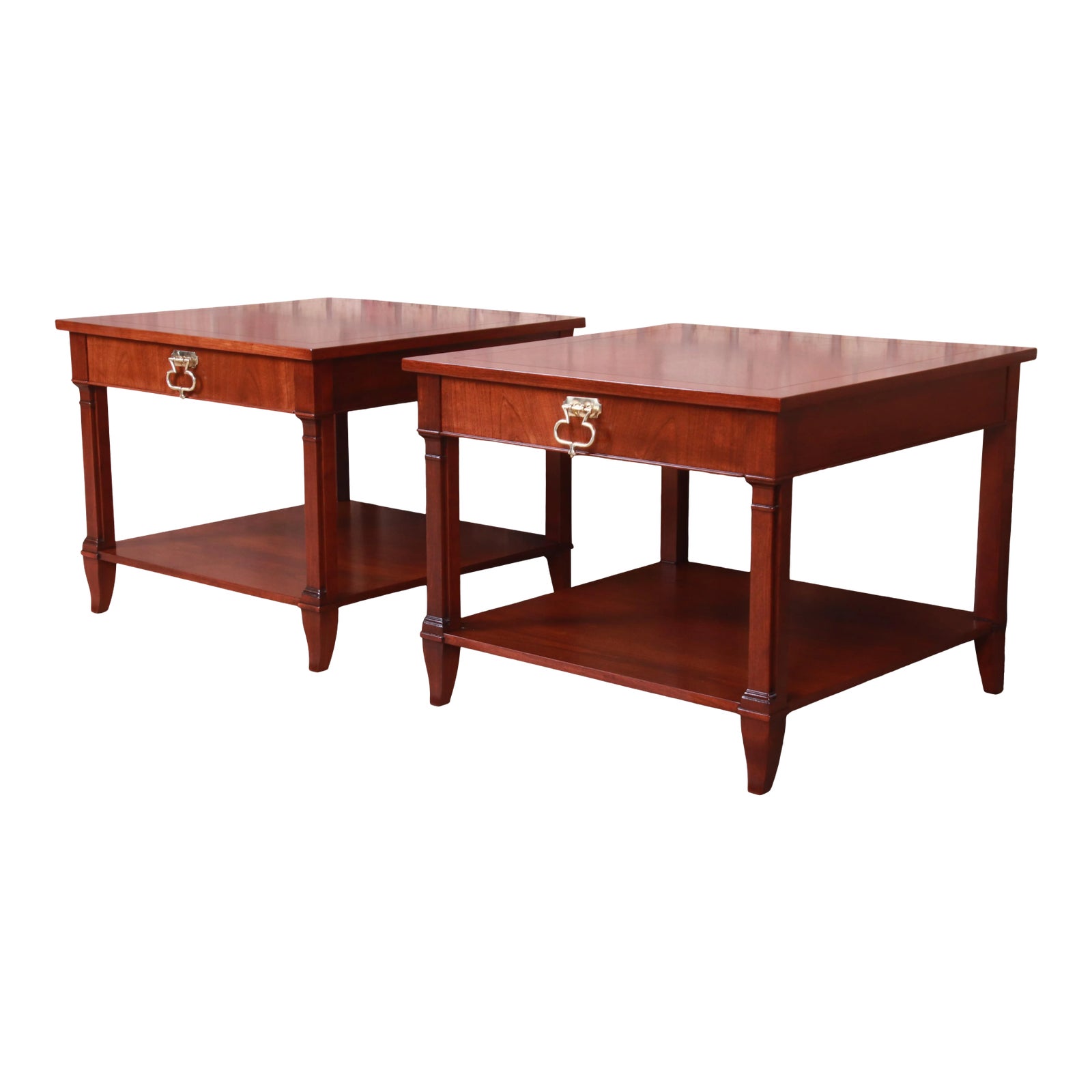 Baker Furniture French Regency Mahogany Bedside Tables, Newly