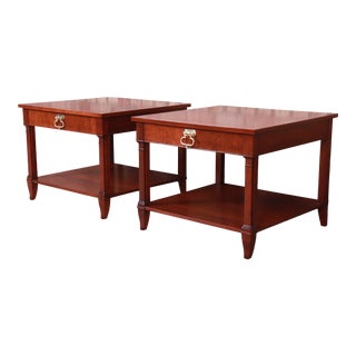 Baker Furniture French Regency Mahogany Bedside Tables, Newly Refinished For Sale