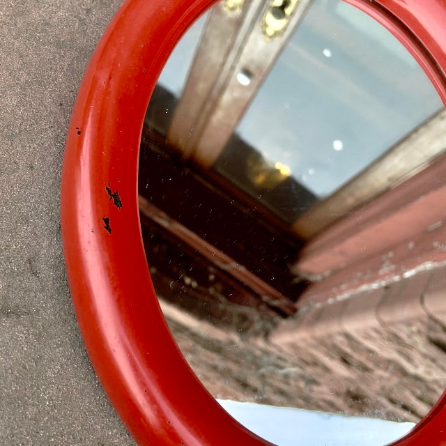 Vintage space age cast resin frame , yellow oval wall hanging mirror. Made by Knobler Japan . There is a gold colored...