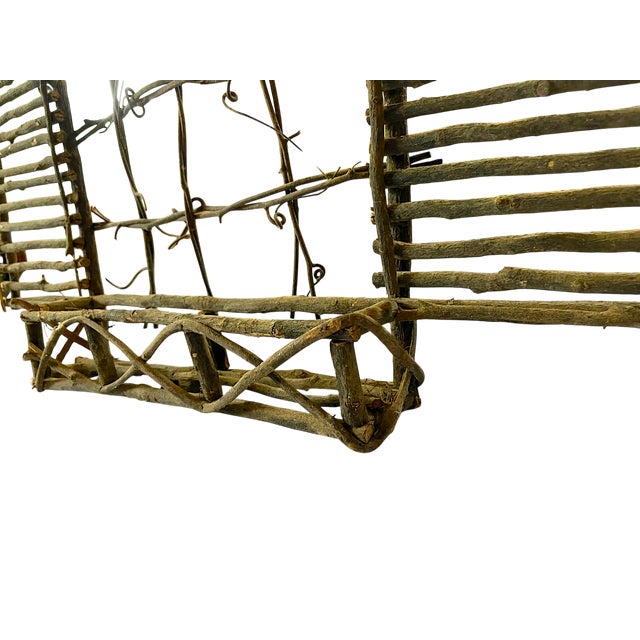 Wood Handmade Rustic Willow Wall Pocket With Shutters & Grapevine Trellis For Sale - Image 7 of 11
