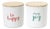 Stoneware Happy Sentiment Canister with Wood Lid (Set of 2) For Sale