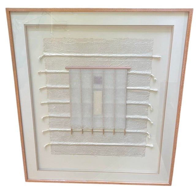 Contemporary Vintage Oversized Signed Textile Fiber Art Wall Hanging, Neutral Organic Modern Framed Wall Sculpture, 40 X 46.75 For Sale - Image 3 of 12