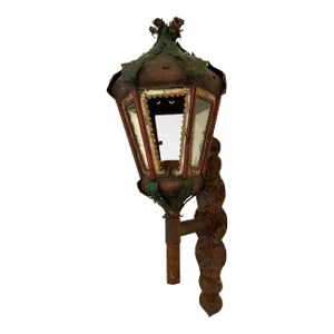 Italian Hand-Painted and Gilt Tole Hall Lantern
