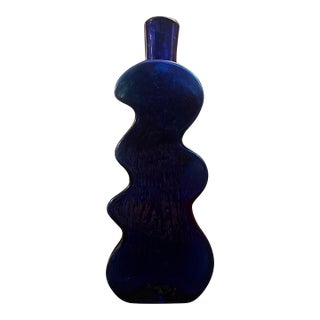 Vintage Blenko, Cobalt Blue “Puzzle Piece” Vase For Sale