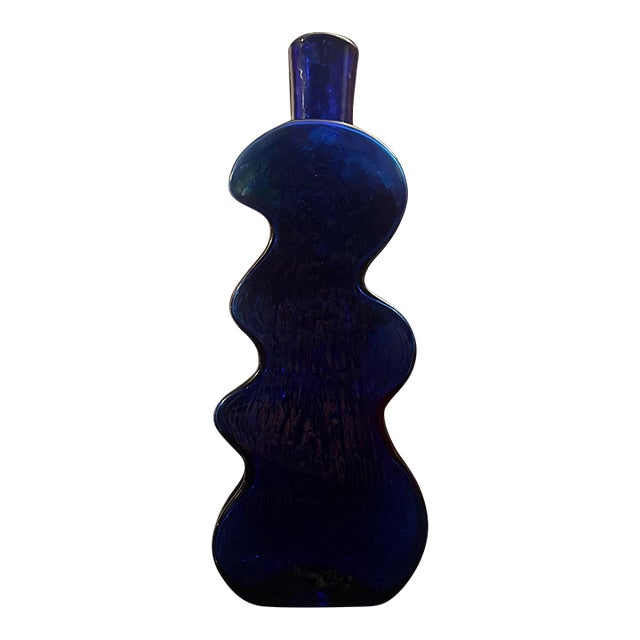 Vintage Blenko, Cobalt Blue “Puzzle Piece” Vase For Sale