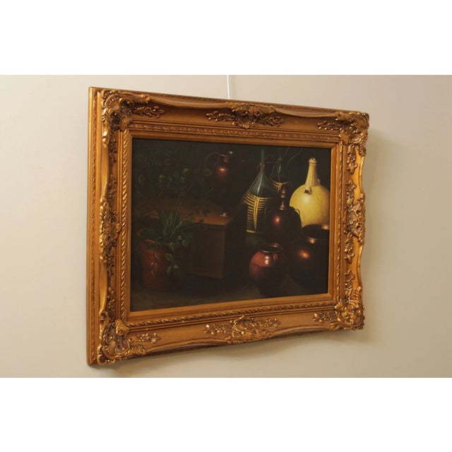 Traditional Graceful Art Framed Still Life Oil Painting on Canvas For Sale - Image 3 of 13
