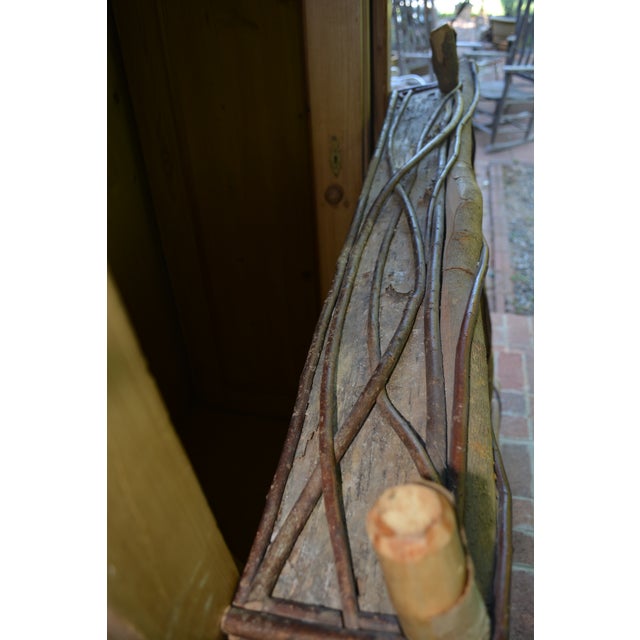 Wood Large 1990s Cabin Lodge Hand Crafted Wood / Log & Twig Square Wall Mirror For Sale - Image 7 of 12