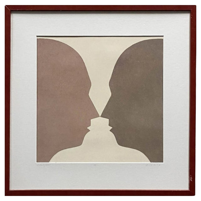 Beate Selzer, Two Silhouette Faces, 1990s, Lithograph, Framed For Sale