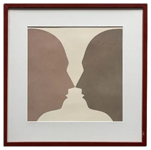 Beate Selzer, Two Silhouette Faces, 1990s, Lithograph, Framed
