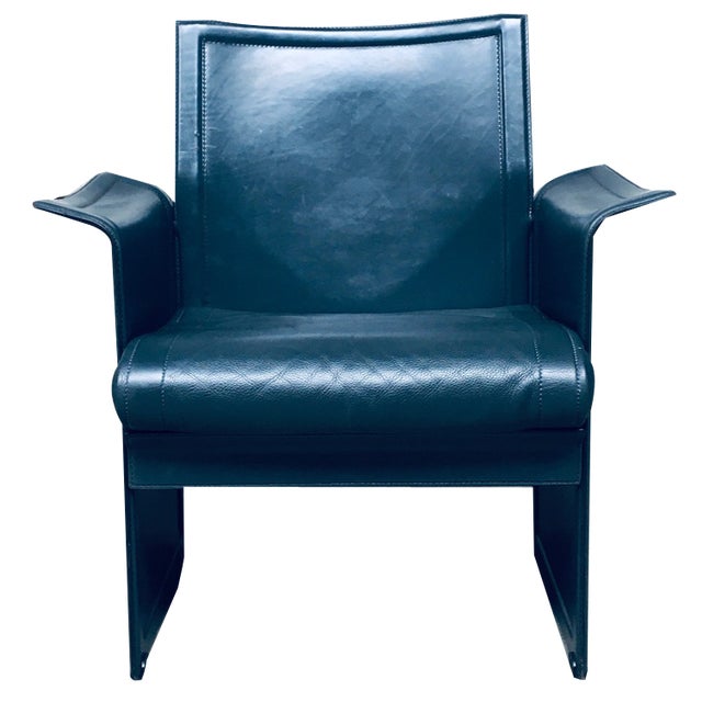 Postmodern Korium KM1 Leather Armchair by Tito Agnoli for Matteo Grassi, Italy, 1980s For Sale
