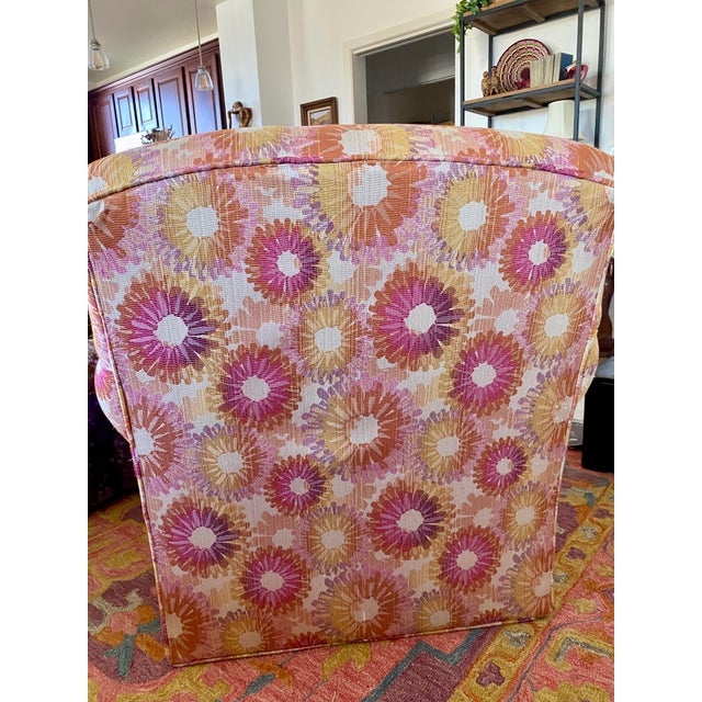 2000 - 2009 Custom English Rolled-Arm Club Chair in Barrow "Capstan Azalea" Floral Fabric For Sale - Image 5 of 10