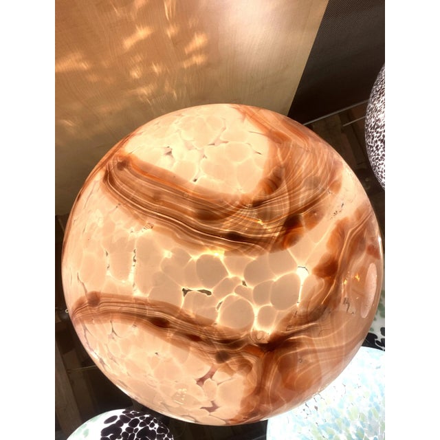 Mid-Century Modern Contemporary Milky-White Spot With Brown Sphere Pendant in Murano Glass For Sale - Image 3 of 7