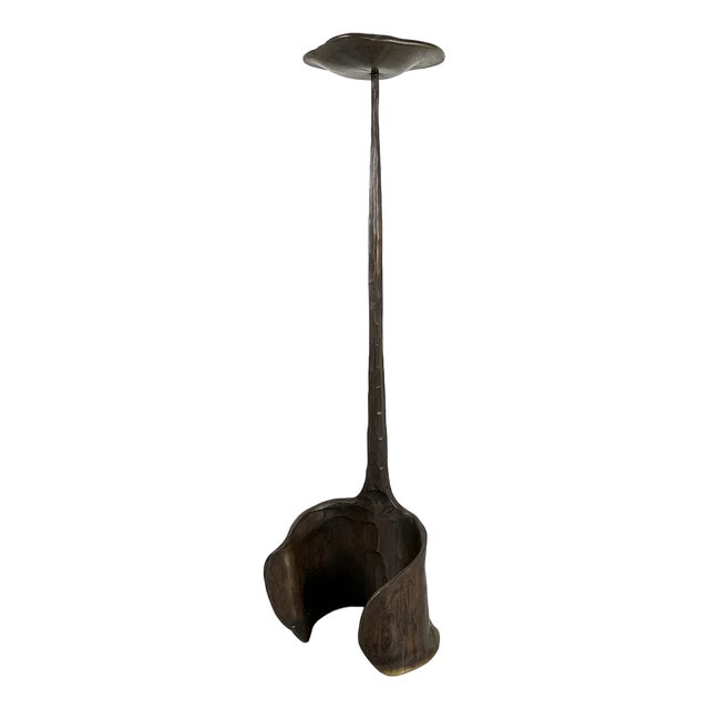 Vintage Sculptural Bronze Candleholder For Sale