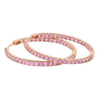 4.80 cts Natural pink sapphire earrings in 18k gold For Sale