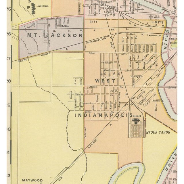 Antique Map of Indianapolis The Circle City by Ran McNally, 1899 For Sale - Image 4 of 12