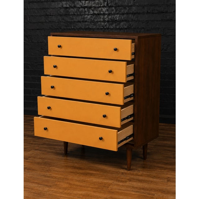 Mid-Century Modern Mid Century Style Walnut Highboy For Sale - Image 3 of 4