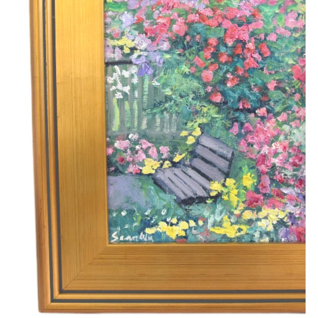 Contemporary impressionist oil painting of a colorful landscape on an artist's canvas panel. Signed by the talented artist...