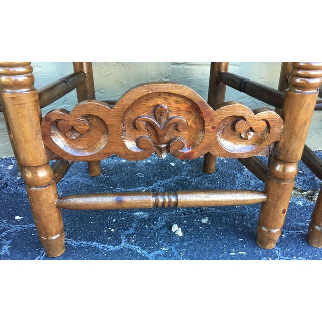20th Century Set of Six Catalan Chairs in Carved Walnut and Caned Seats For Sale - Image 4 of 18