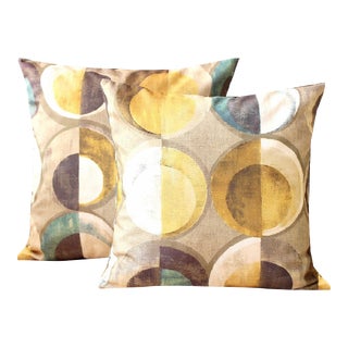 Early 20th Century Pierre Frey Style Geometric Velvet Reversible Pillow Covers - a Pair For Sale