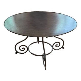 Round Hammered Tin Table For Sale