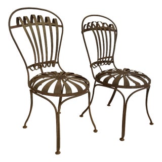 Cast Steel Chairs by Francois Carre, Paris, France, 19th Century, Set of 2 For Sale