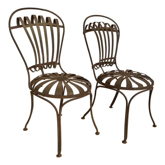 Cast Steel Chairs by Francois Carre, Paris, France, 19th Century, Set of 2 For Sale