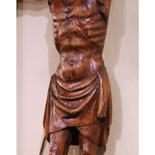 17th Century Mid-17th Century French Baroque Walnut Crucifix Corpus Wall Sculpture For Sale - Image 5 of 15