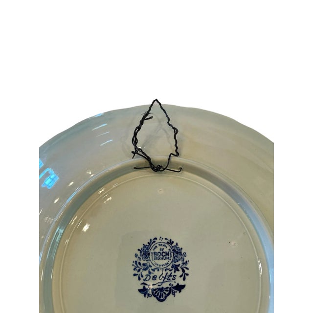 Vintage Large Delft Boch Blue and White Plate With Carriage Scene For Sale In New York - Image 6 of 7