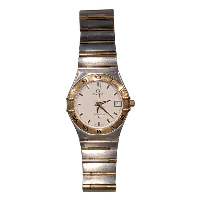 1990's Omega Constellation Manhattan 18k and Stainless Steel Mens Watch For Sale