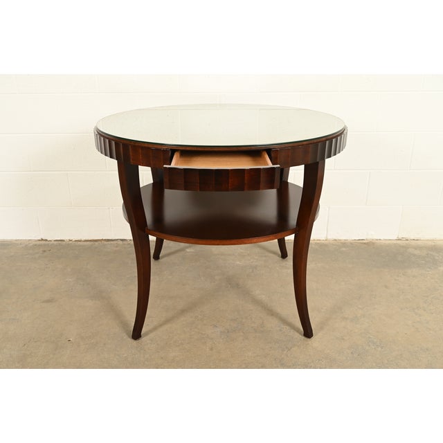 1990s Barbara Barry for Baker Furniture Modern Regency Dark Mahogany Two-Tier Center Table For Sale - Image 5 of 17