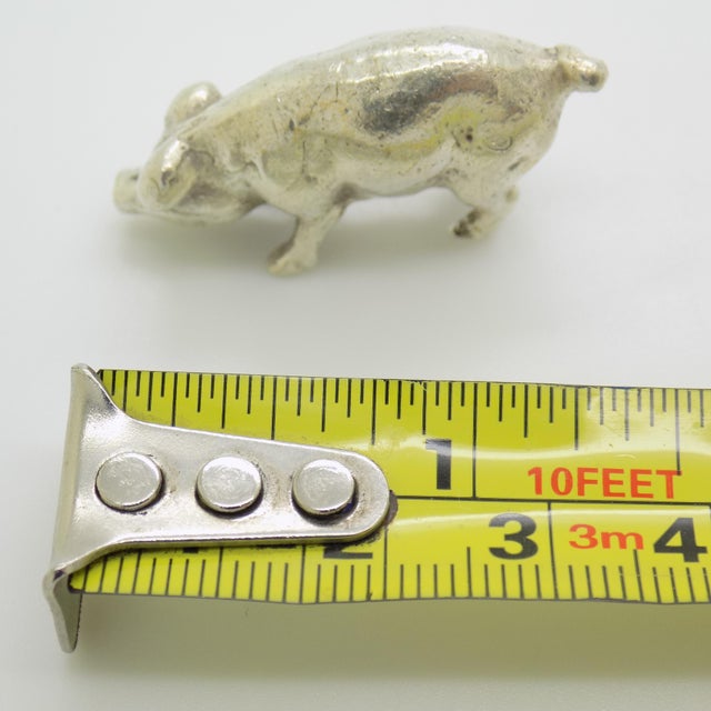 Vintage Italian Handmade Genuine Silver Pig Piggy Figurine Sculpure Miniature For Sale - Image 9 of 9