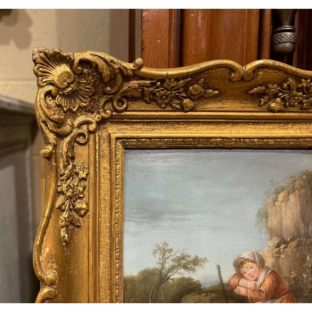 Late 18th Century 18th Century English Pastoral Oil Painting of Shepherdess Attributed to Wheatley For Sale - Image 5 of 9