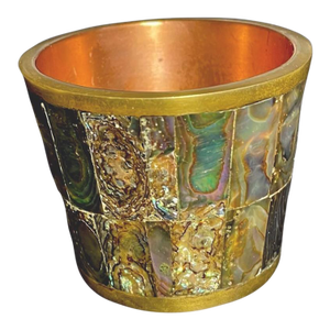 Silver Taxco Abalone Paneled 975 Silver Cup, Mexico, Silversmith Marked Joco