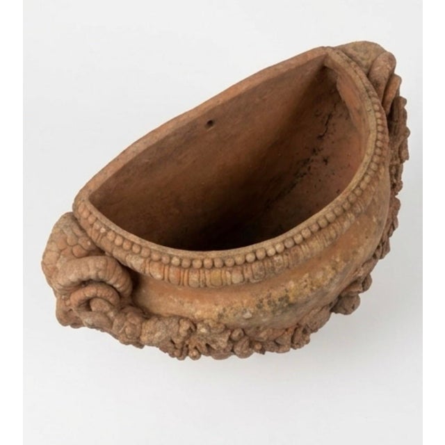 Vintage Italian-Style Terracotta Ram's Head Wall Pocket Planters For Sale - Image 4 of 9