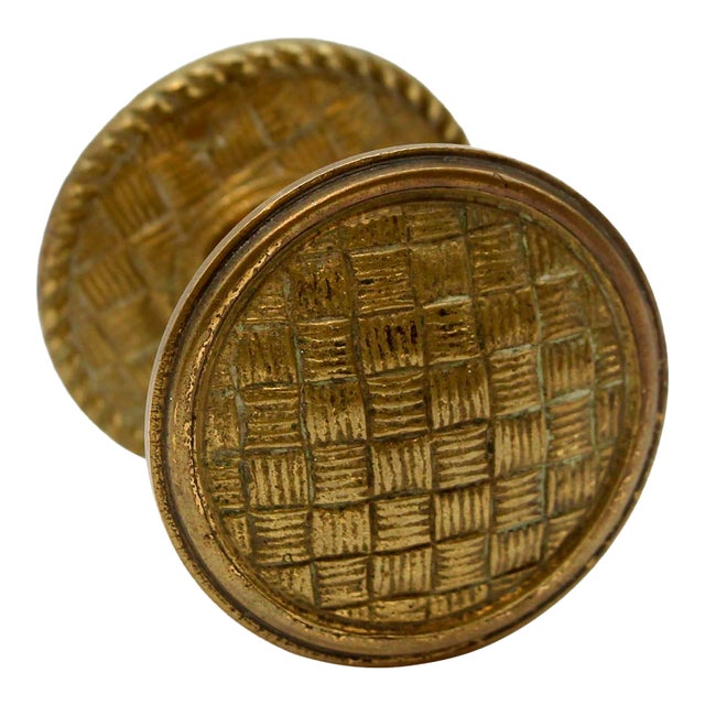 Antique Basket Weave Dummy Door Knob With Matching Rosette For Sale