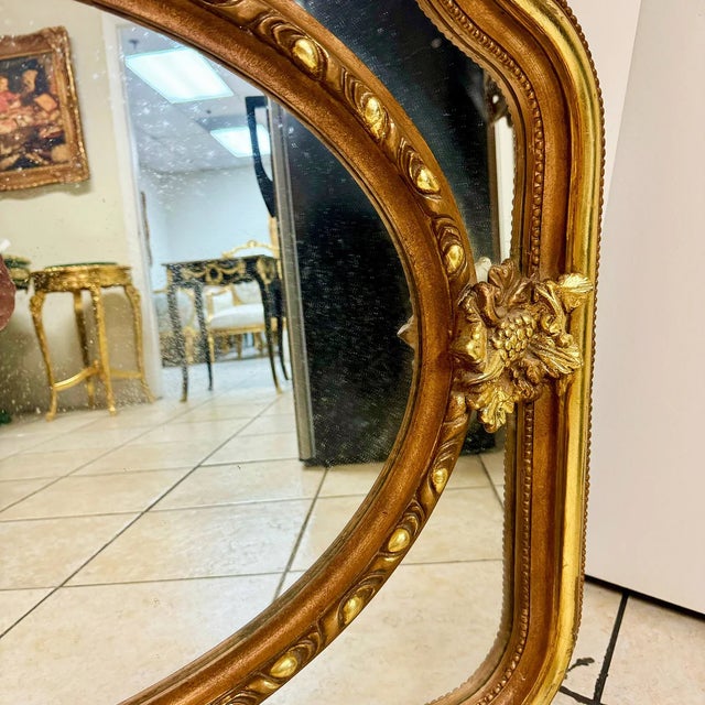 Baroque Style Vintage Gold-Copper Wall Mirror For Sale - Image 4 of 9