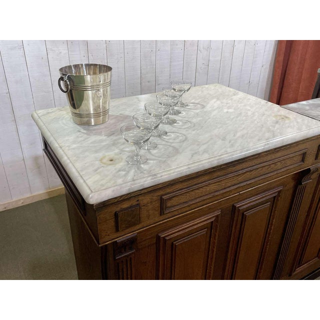 Bar Counter in Oak with Zinc and White Marble For Sale - Image 5 of 18