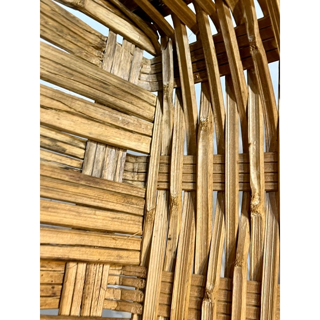 Large Vintage French Country Split Bamboo Storage Basket 32” Width For Sale - Image 13 of 18