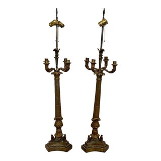 1930s Art Deco Neoclassical William Kessler Bronze Table Lamps - A Pair For Sale