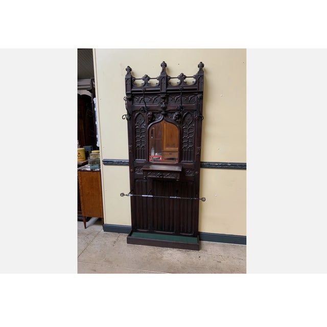 Brown Antique Wardrobe with Drawer, 1880 For Sale - Image 8 of 8