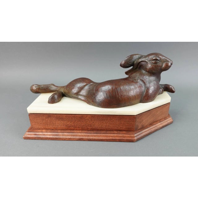 Mid 20th Century Vintage Tim Cherry Signed Rabbit Hare Bronze Sculpture Limited Edition 3/25 For Sale - Image 5 of 9