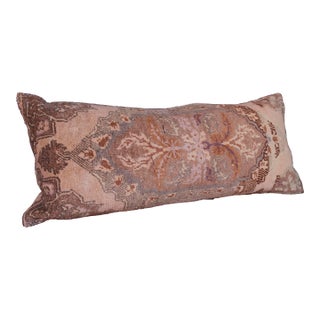 Bohemian Turkish Oushak Rug Pillow – Handwoven Vintage Lumbar Cushion -16'' X 36'' For Sale