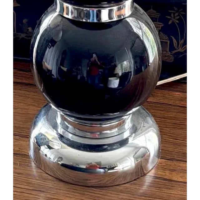 Metal Mid 20th Century Mid Century Modern George Kovacs Black Ceramic and Chrome Stacked Ball Table Lamp For Sale - Image 7 of 7